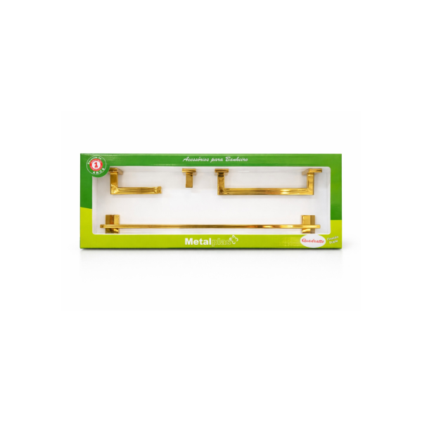 Kit 4 Peças Quadratte Gold