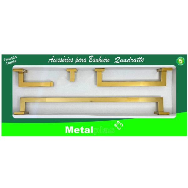 Kit 4 Peças Quadratte Gold
